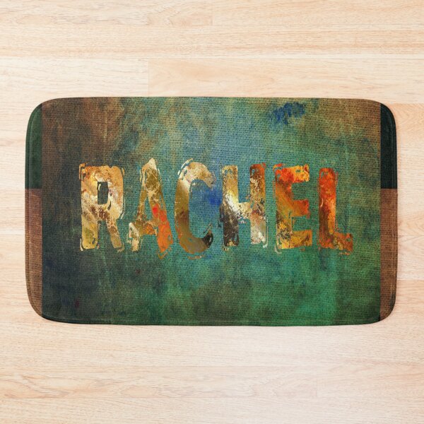 Item preview, Rachel name design gold grunge letters on green canvas designed and sold by Areashor.