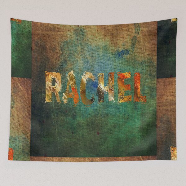 Item preview, Rachel name design gold grunge letters on green canvas designed and sold by Areashor.