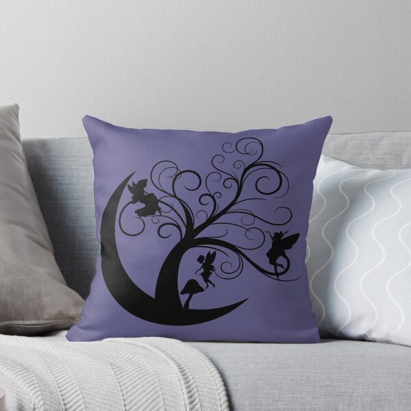 Item preview, Fairy realm in the crescent moon (black on purple) designed and sold by Miatopia.