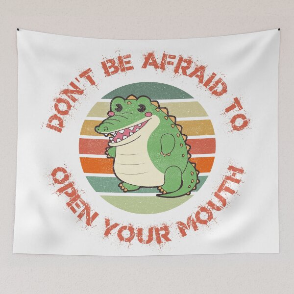 Item preview, Don't Be Afraid To Open Your Mouth Alligator Clipart Sunset Red Letters designed and sold by LuckyKermit.