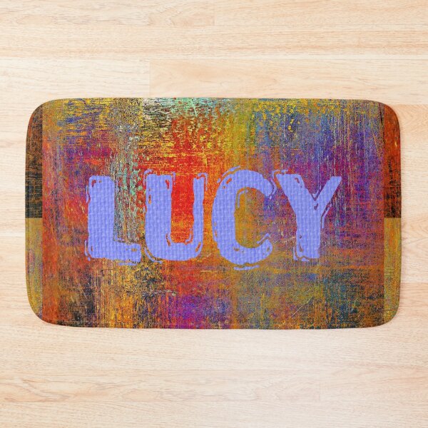 Item preview, Lucy name design blue letters on bright colourful background designed and sold by Areashor.