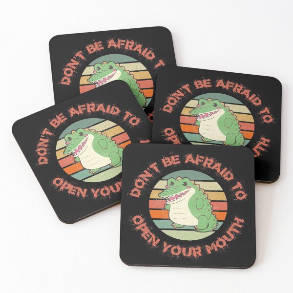 Item preview, Don't Be Afraid To Open Your Mouth Alligator Clipart Sunset Red Letters In Black designed and sold by LuckyKermit.