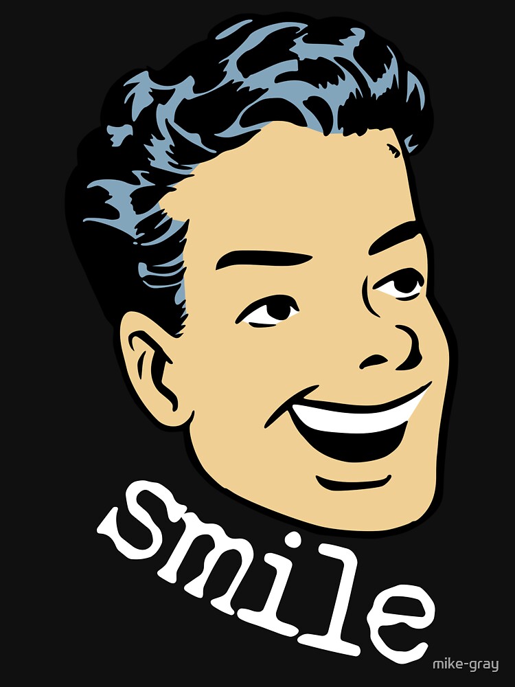 Smile Vintage Comic Cartoon Face with Curly Hair by mike-gray