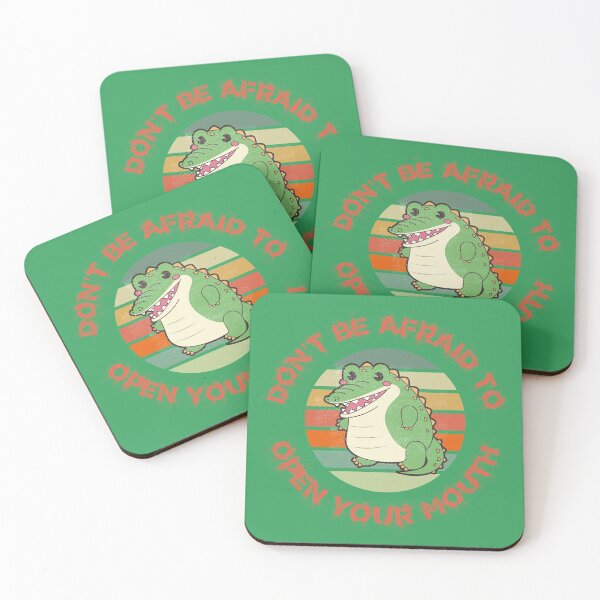 Item preview, Don't Be Afraid To Open Your Mouth Alligator Clipart Sunset Red Letters In Green designed and sold by LuckyKermit.