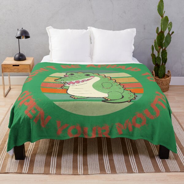 Item preview, Don't Be Afraid To Open Your Mouth Alligator Clipart Sunset Red Letters In Green designed and sold by LuckyKermit.