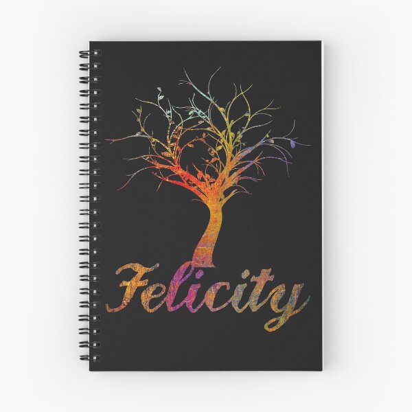 Item preview, Felicity name design gold letters and tree on black background designed and sold by Areashor.