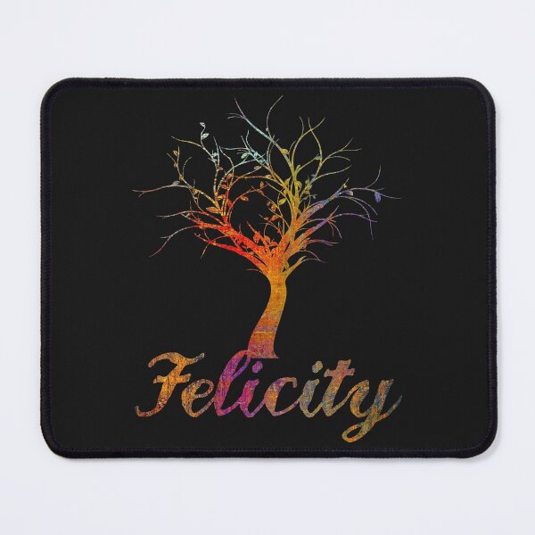 Item preview, Felicity name design gold letters and tree on black background designed and sold by Areashor.