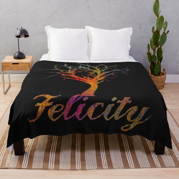 Item preview, Felicity name design gold letters and tree on black background designed and sold by Areashor.