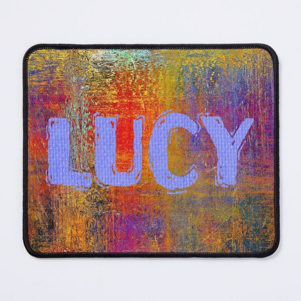 Item preview, Lucy name design blue letters on bright colourful background designed and sold by Areashor.