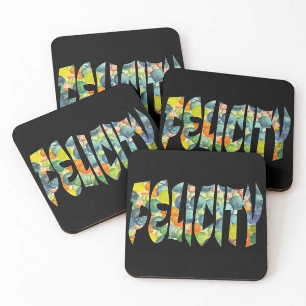Item preview, Felicity name design colourful on black background designed and sold by Areashor.