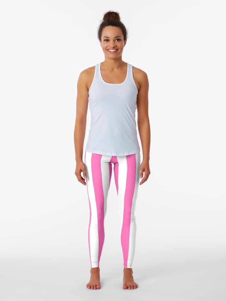 Hot Pink and White Vertical Stripes | Leggings
