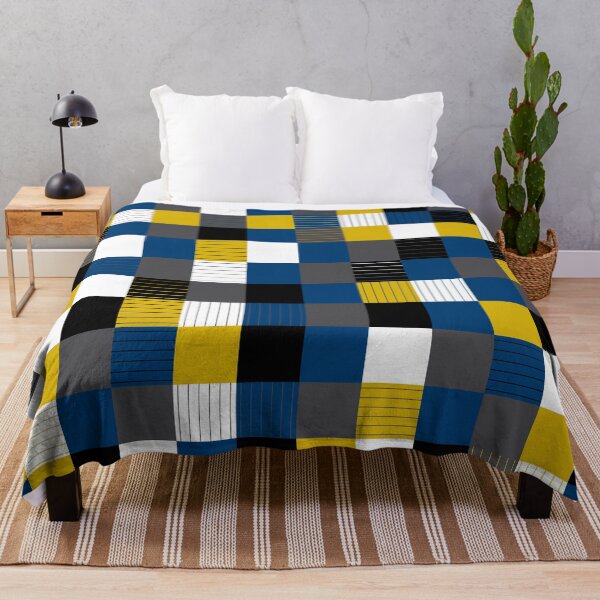 Item preview, Plaid Linear Blue, Black, Yellow, Gray Square Design designed and sold by infinitygrafix.