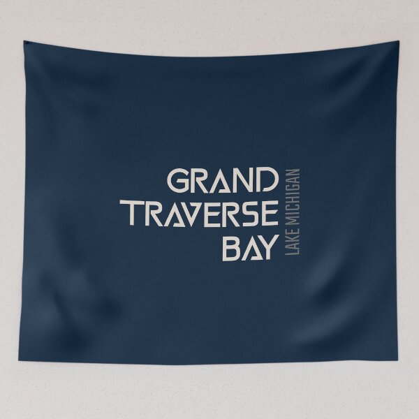 Item preview, Grand Traverse Bay Lake Michigan Name Gray Lettering Design designed and sold by Eleven-K.