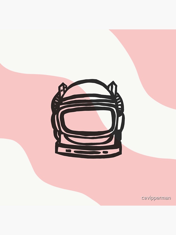 “Astronaut Helmet with pink and white background” Sticker for Sale by