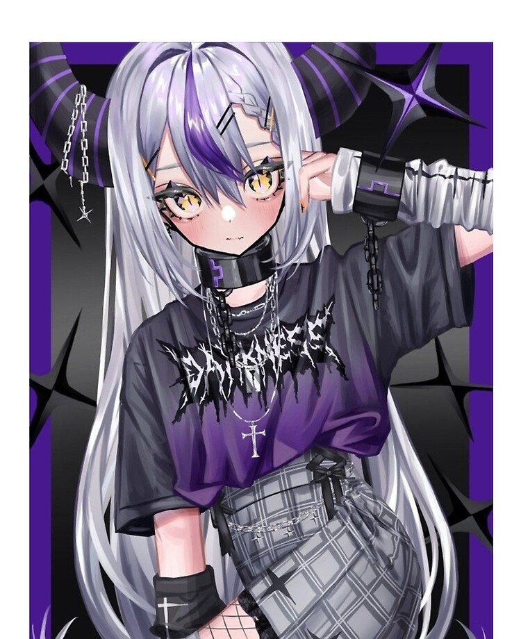 Adorable Kawaii Idol Anime Girl With Purple Hair and (Instant