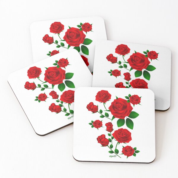 Item preview, Red Roses on white background designed and sold by Ribeiro Design.