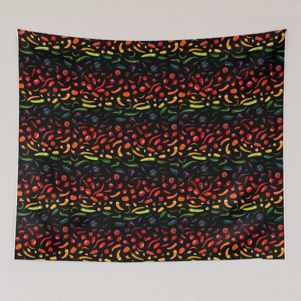 Item preview, Rainbow Chillies on black designed and sold by EmmiLooArt.