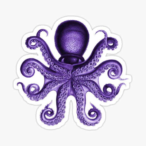 Octopus Squid Kraken Art Tentacles Seashell Deep Sea Ocean Creatures Lover (Purple) Sticker