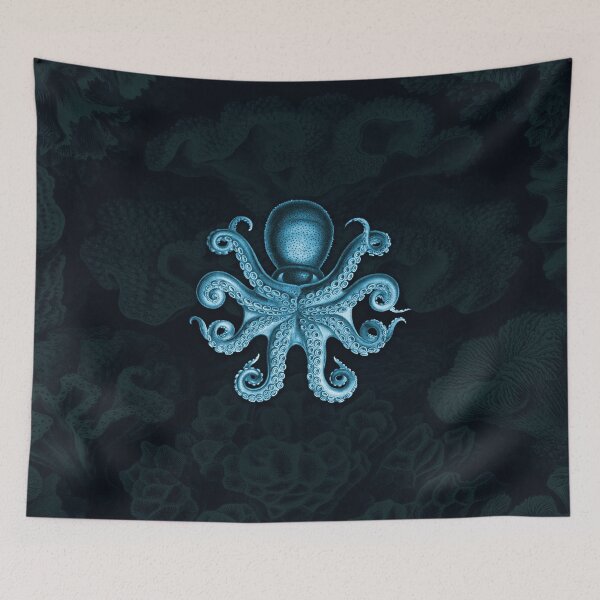 Item preview, Octopus Squid Kraken Art Tentacles Seashell Deep Sea Ocean Creatures Lover (Blue) designed and sold by Mechanical Whispers.