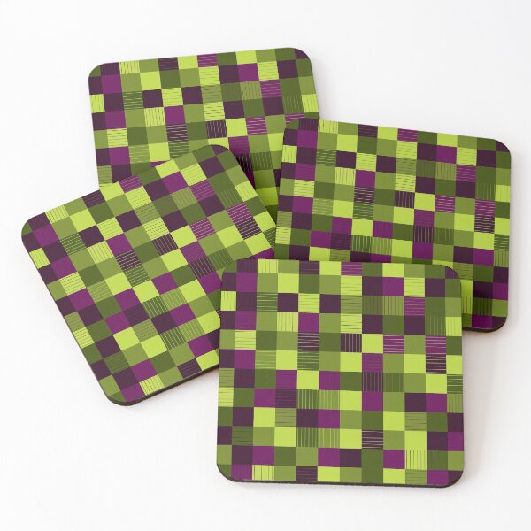 Item preview, Plaid Linear Eggplant Purple & Lime Green Square Design designed and sold by infinitygrafix.