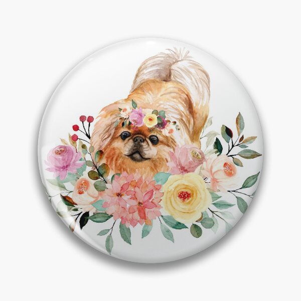 Artikelvorschau, Süßer Pekinese mit Blumen entworfen und verkauft von Pr1ncessM.