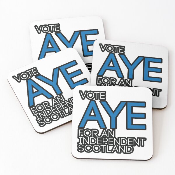 Item preview, VOTE AYE FOR AN INDEPENDENT SCOTLAND, Scottish Independence Saltire Flag Coloured Text Slogan designed and sold by MacPean.