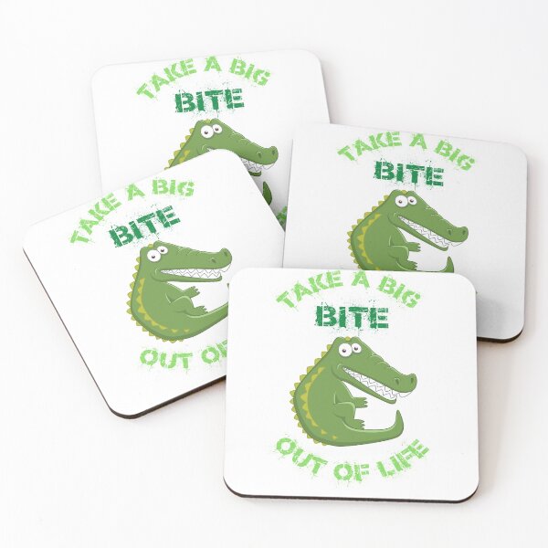 Item preview, Take A Big Bite Out Of Life Alligator Clipart Green Letters designed and sold by LuckyKermit.