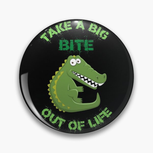 Item preview, Take A Big Bite Out Of Life Alligator Clipart Green Letters In Black designed and sold by LuckyKermit.