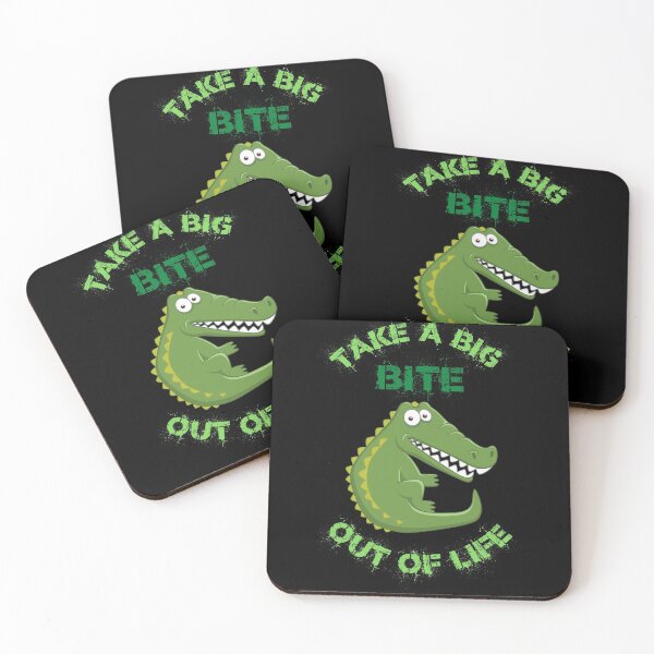 Item preview, Take A Big Bite Out Of Life Alligator Clipart Green Letters In Black designed and sold by LuckyKermit.