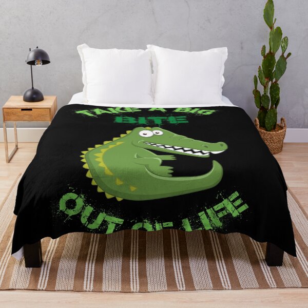 Item preview, Take A Big Bite Out Of Life Alligator Clipart Green Letters In Black designed and sold by LuckyKermit.