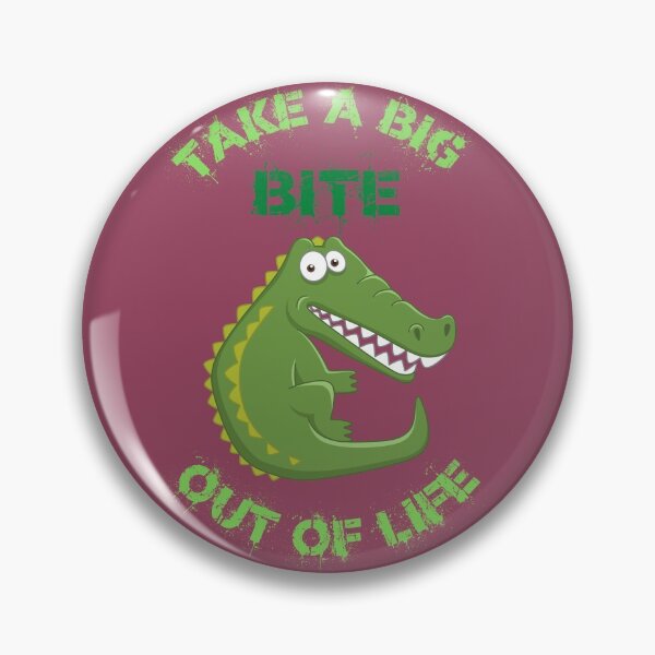 Item preview, Take A Big Bite Out Of Life Alligator Clipart Green Letters In Purple designed and sold by LuckyKermit.