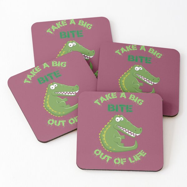 Item preview, Take A Big Bite Out Of Life Alligator Clipart Green Letters In Purple designed and sold by LuckyKermit.