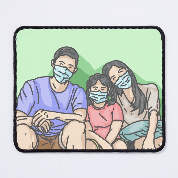 Item preview, Happy family wearing mask designed and sold by SansgraphID.