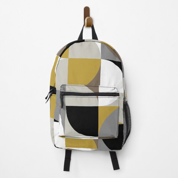 Item preview, RETRO squares mustard grey black white beige taupe designed and sold by Delinda Graphic Studio.