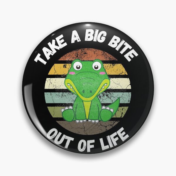 Item preview, Take A Big Bite Out Of Life Alligator Clipart Retro Sunset In Black designed and sold by LuckyKermit.