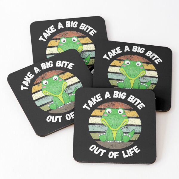 Item preview, Take A Big Bite Out Of Life Alligator Clipart Retro Sunset In Black designed and sold by LuckyKermit.