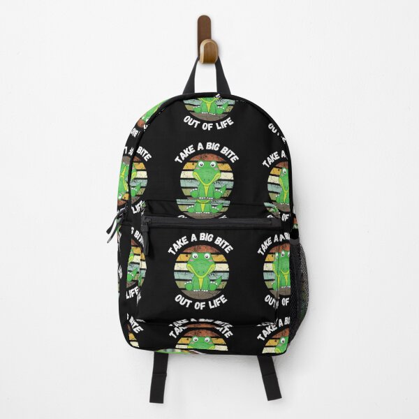 Item preview, Take A Big Bite Out Of Life Alligator Clipart Retro Sunset In Black designed and sold by LuckyKermit.