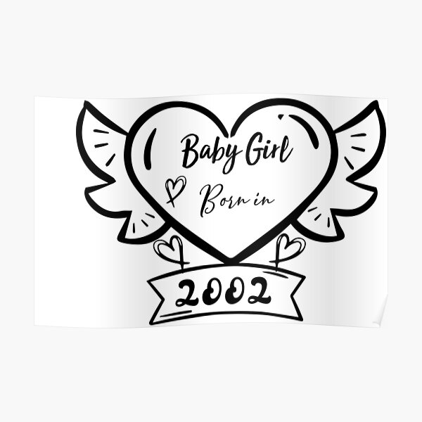 Birthday 19 Years Old Gift For Baby Girl Born In 2002 Girly Poster birthday-19-years-old-gift-for-baby-girl-born-in-2002-girly-poster