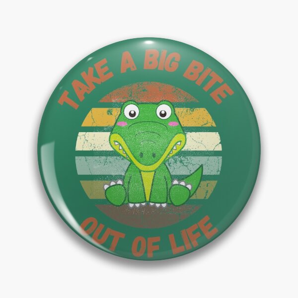 Item preview, Take A Big Bite Out Of Life Alligator Clipart Retro Sunset Red Letters In Green designed and sold by LuckyKermit.