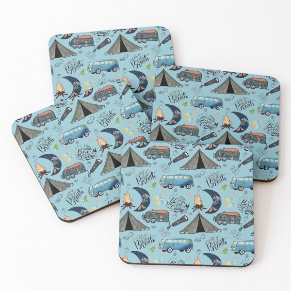 Item preview, Born to Camp - Retro Campers on Blue designed and sold by creativebakergb.