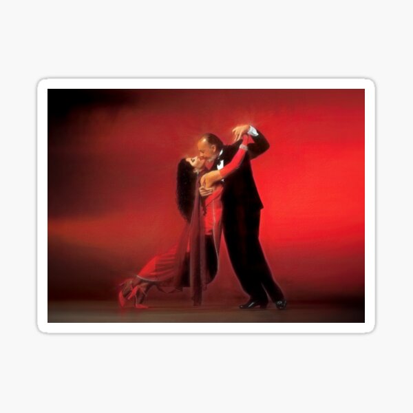 Argentine Tango Dancers Gavito and Duran Iconic Pose Oil Pastels Sticker