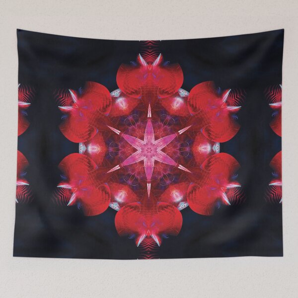 Item preview, Red and pink 6-pointed star mandala designed and sold by effervescence.