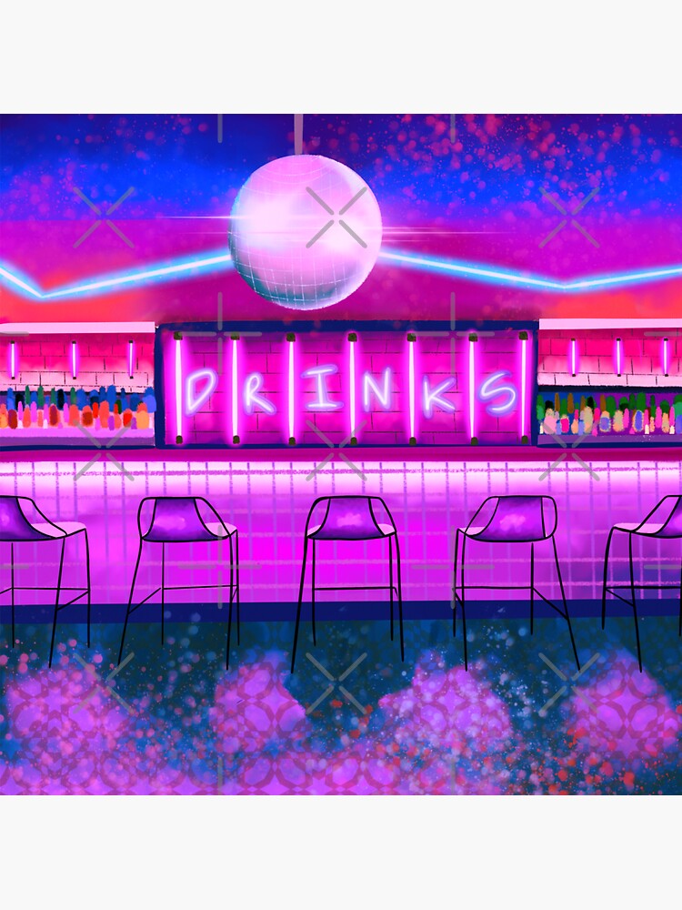 "The Pink Bar" Sticker by ScullyArtFiless Redbubble
