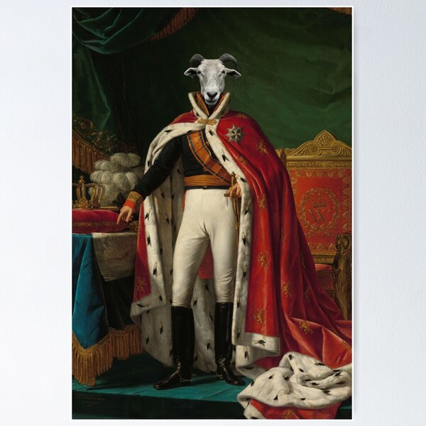Portrait of William I, King of the Netherlands with goat's head Poster