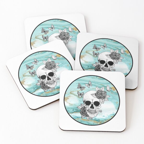 Item preview, Turquoise Marble Skull designed and sold by Arte Del Cuerpo Humano.