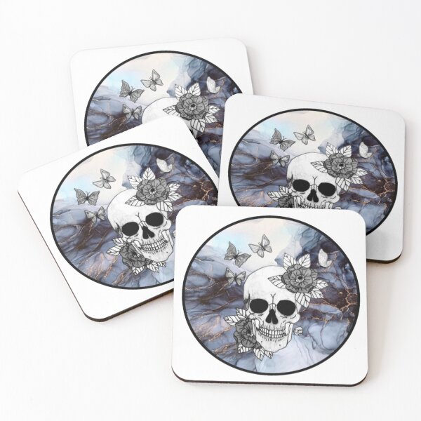 Item preview, Dark Blue and Gold Marble Skull designed and sold by Arte Del Cuerpo Humano.