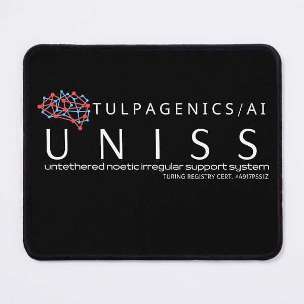 Item preview, UNISS from Tulpagenics 1.0 - White (William Gibson t-shirt Agency) designed and sold by Gibson Futures.