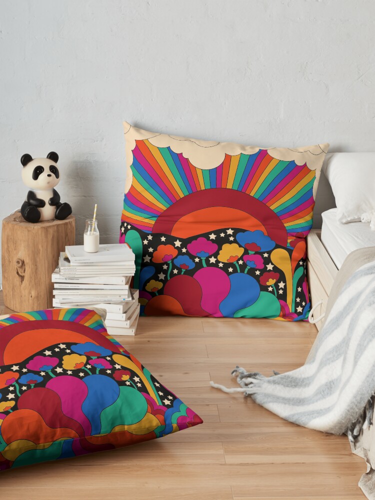 Alternate view of 70s landscape Floor Pillow