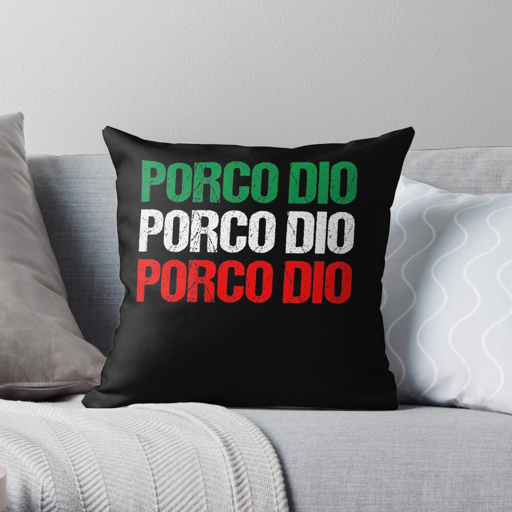 Porco Dio Italian Swear Words And Sayings Italian Flag Colors Throw Pillow By Aboubakrelmo Redbubble