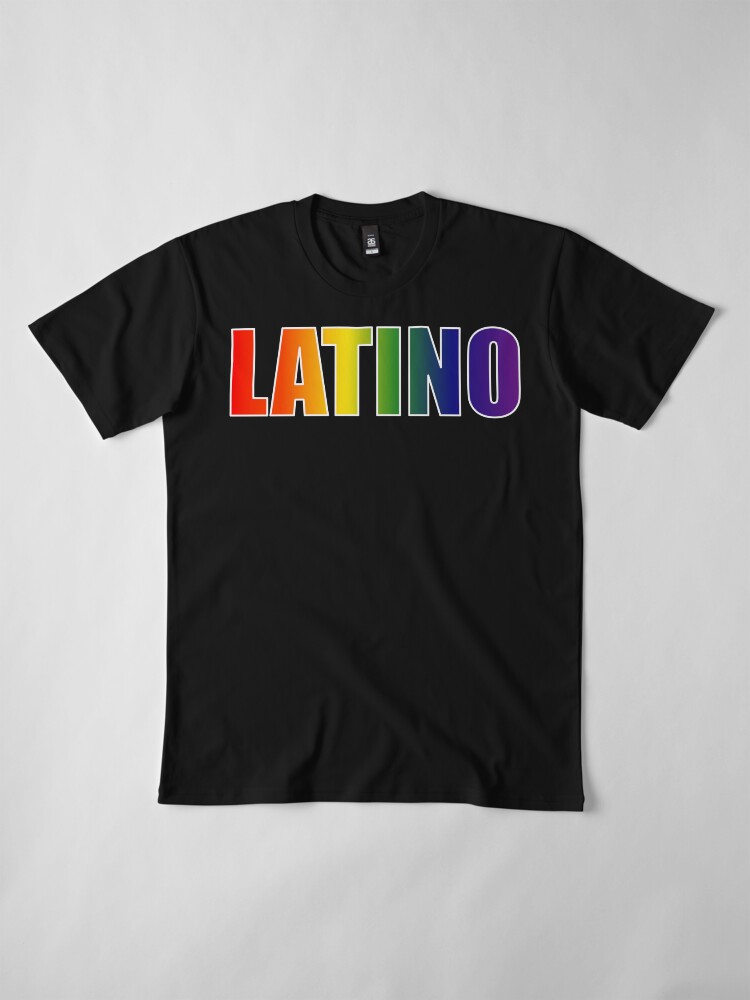Alternate view of Latino Rainbow Text Gradient LGBT Pride Premium T-Shirt